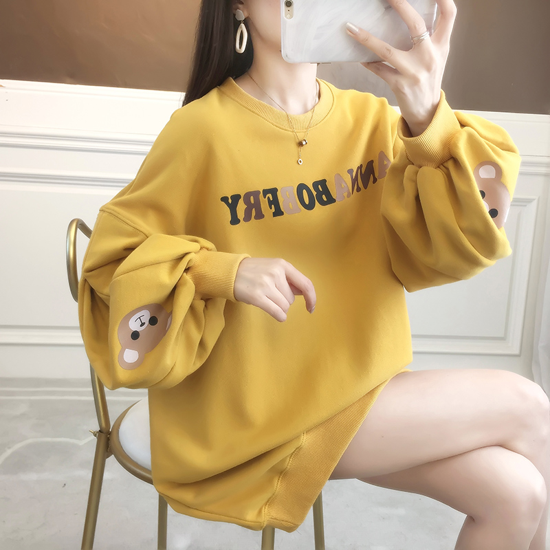 Real shooting Cotton autumn fashion personalized thin sweater t 桖 female versatile net red Korean loose jacket fashion