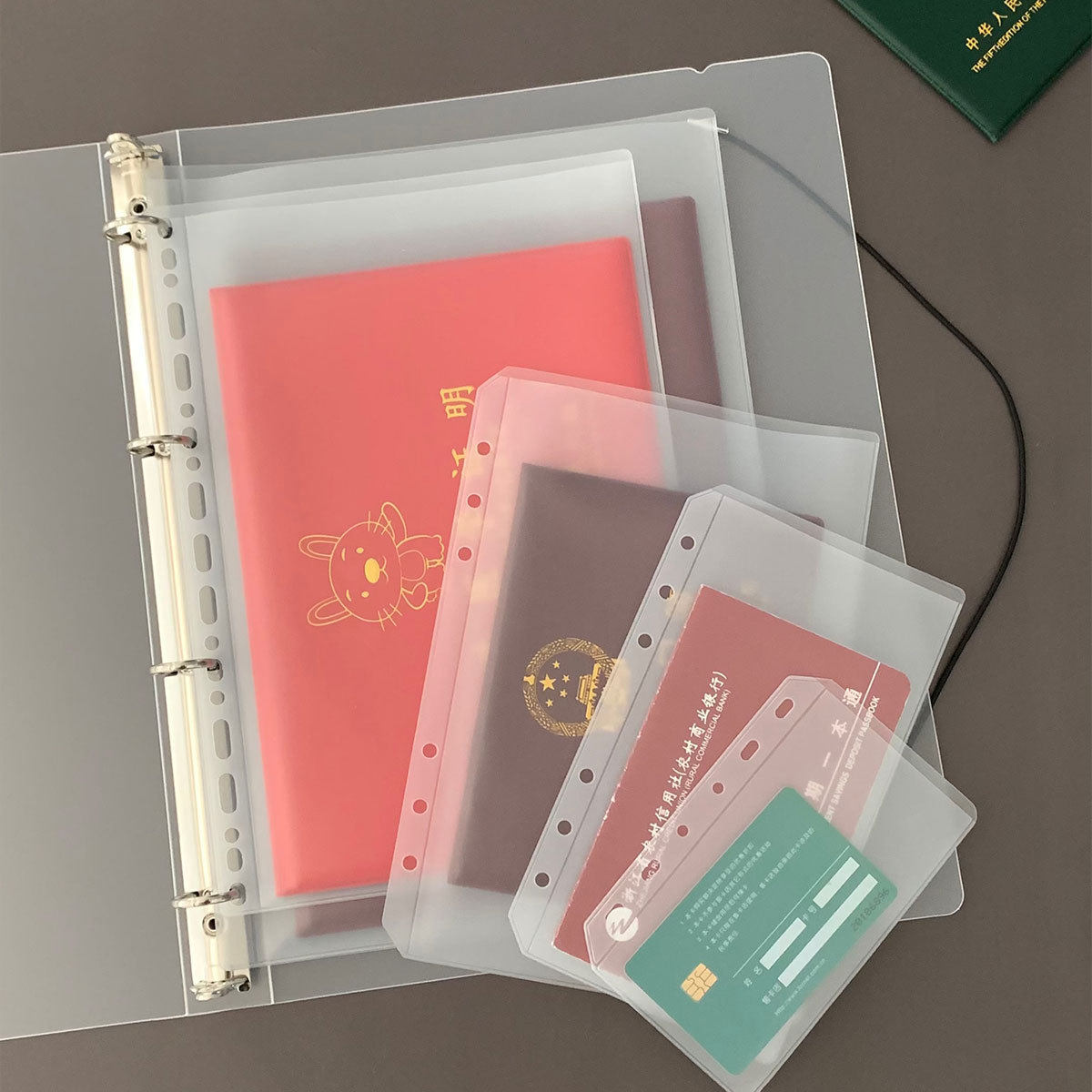 活页PVc磨砂收纳袋A5A4A6A7文件资料袋现金预算拉边袋手账分类袋