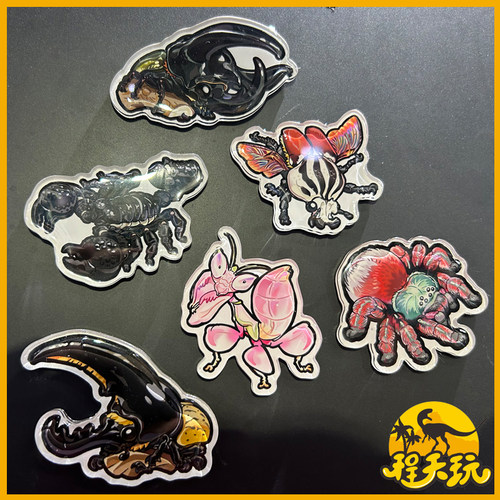 SuperRep昆虫系列创意冰箱贴帝王蝎兰花螳螂大兜虫周边立体磁吸贴