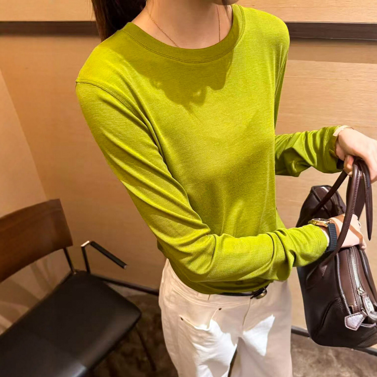 糖果色天丝面膜长袖T恤女欧洲站2026早秋新款欧货女装时尚打底衫