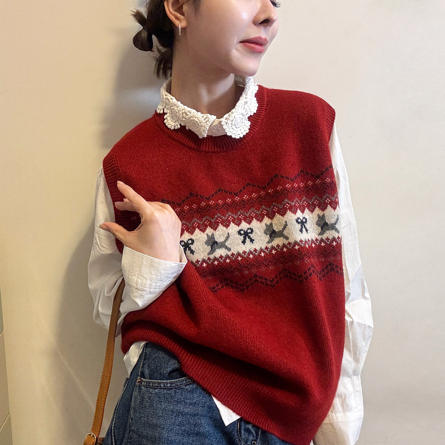 小狗印花羊毛针织衫马甲背心女欧洲站2025冬装新款欧货女装毛衣潮,女装/女士精品,毛针织衫,淘宝优惠券,粉丝福利购,淘宝优惠卷