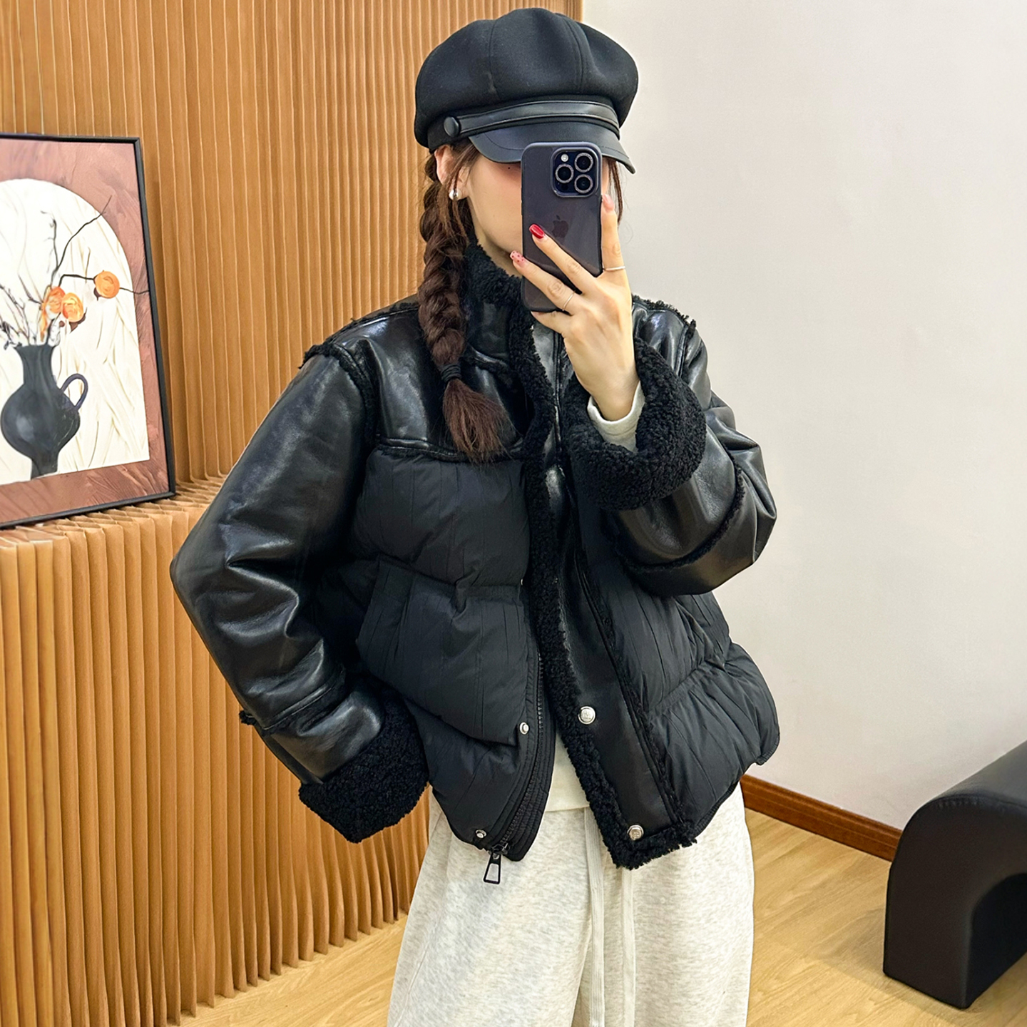 羊羔毛立领面包羽绒服女欧货外套