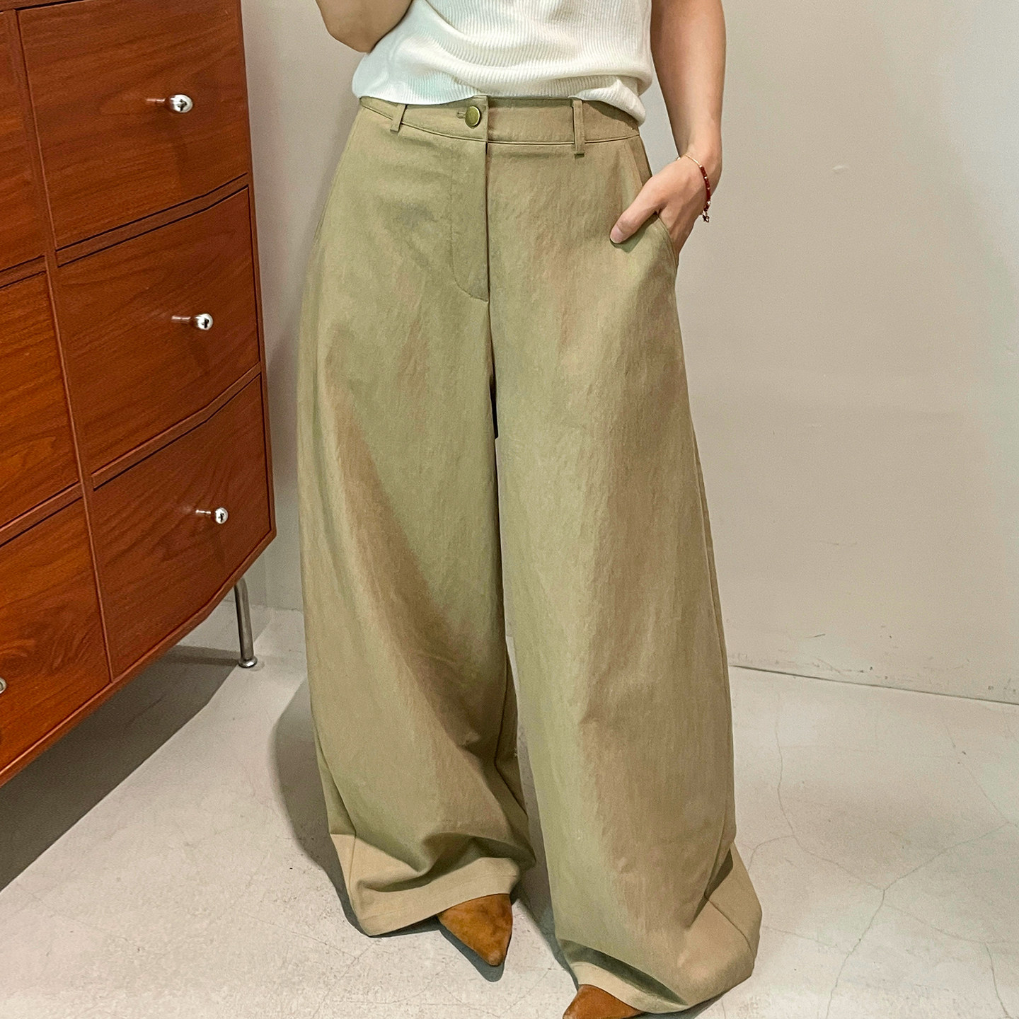高级感拖地直筒西装阔腿裤女欧货