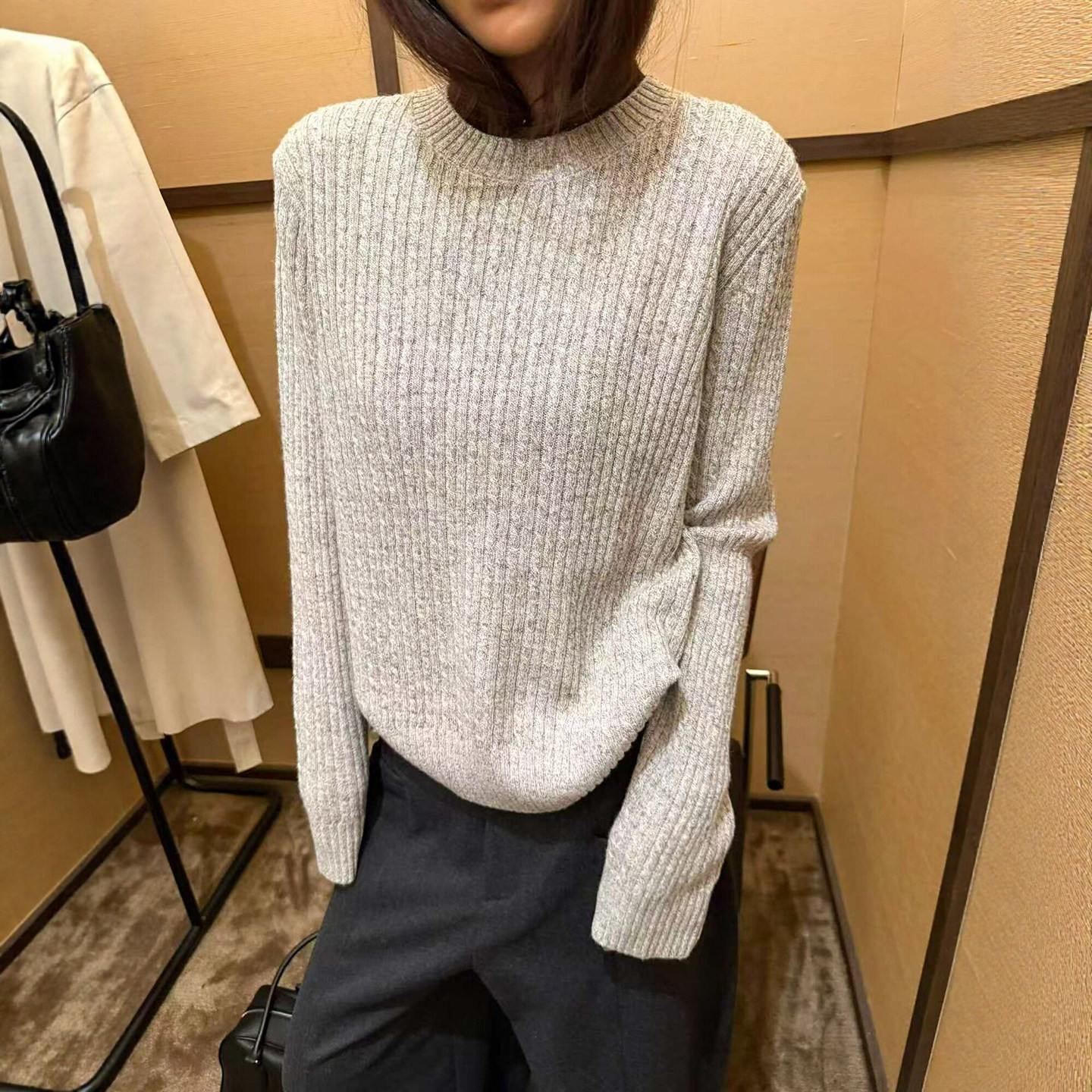 复古麻花纹羊毛针织衫女欧货毛衣