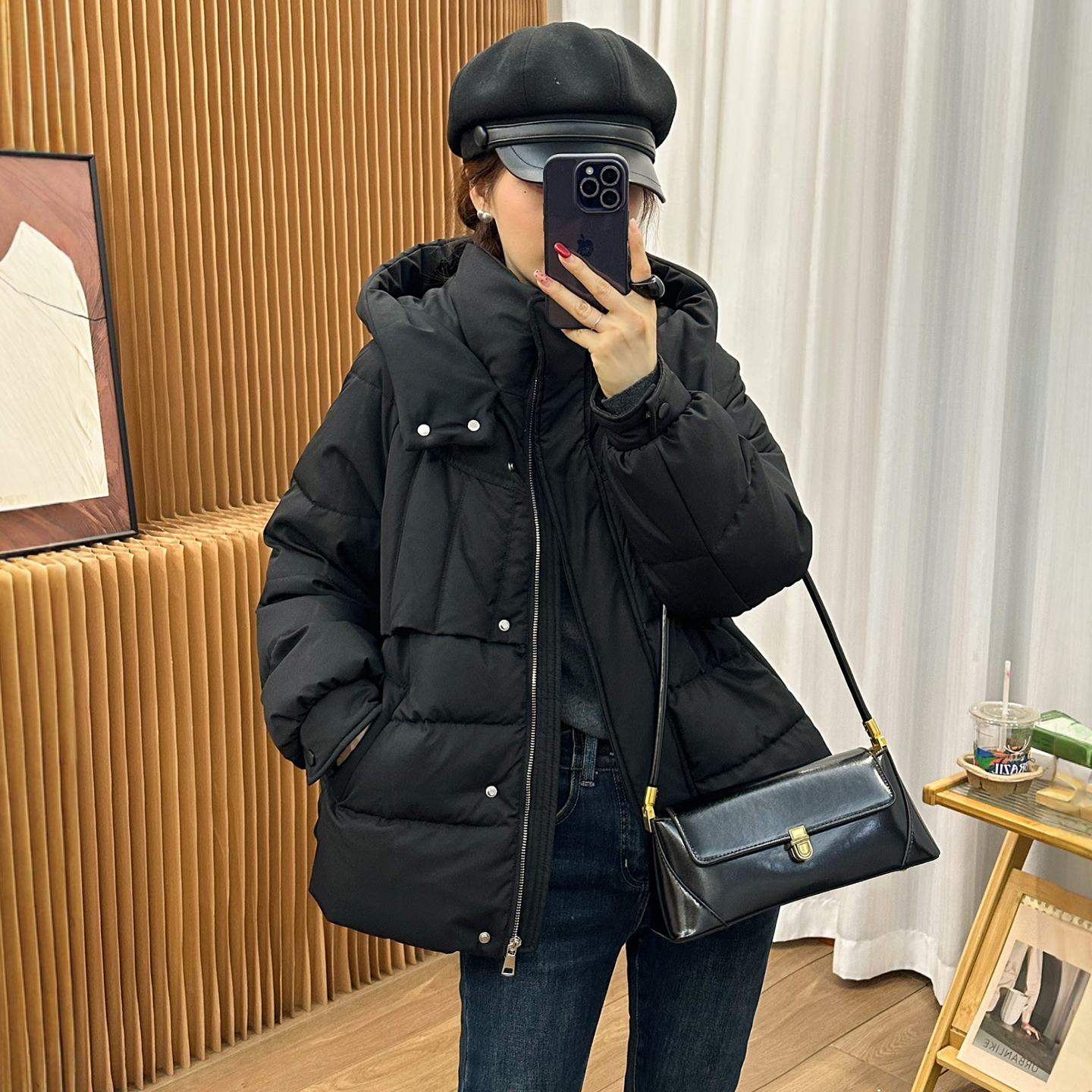 复古连帽面包羽绒服女欧洲站外套