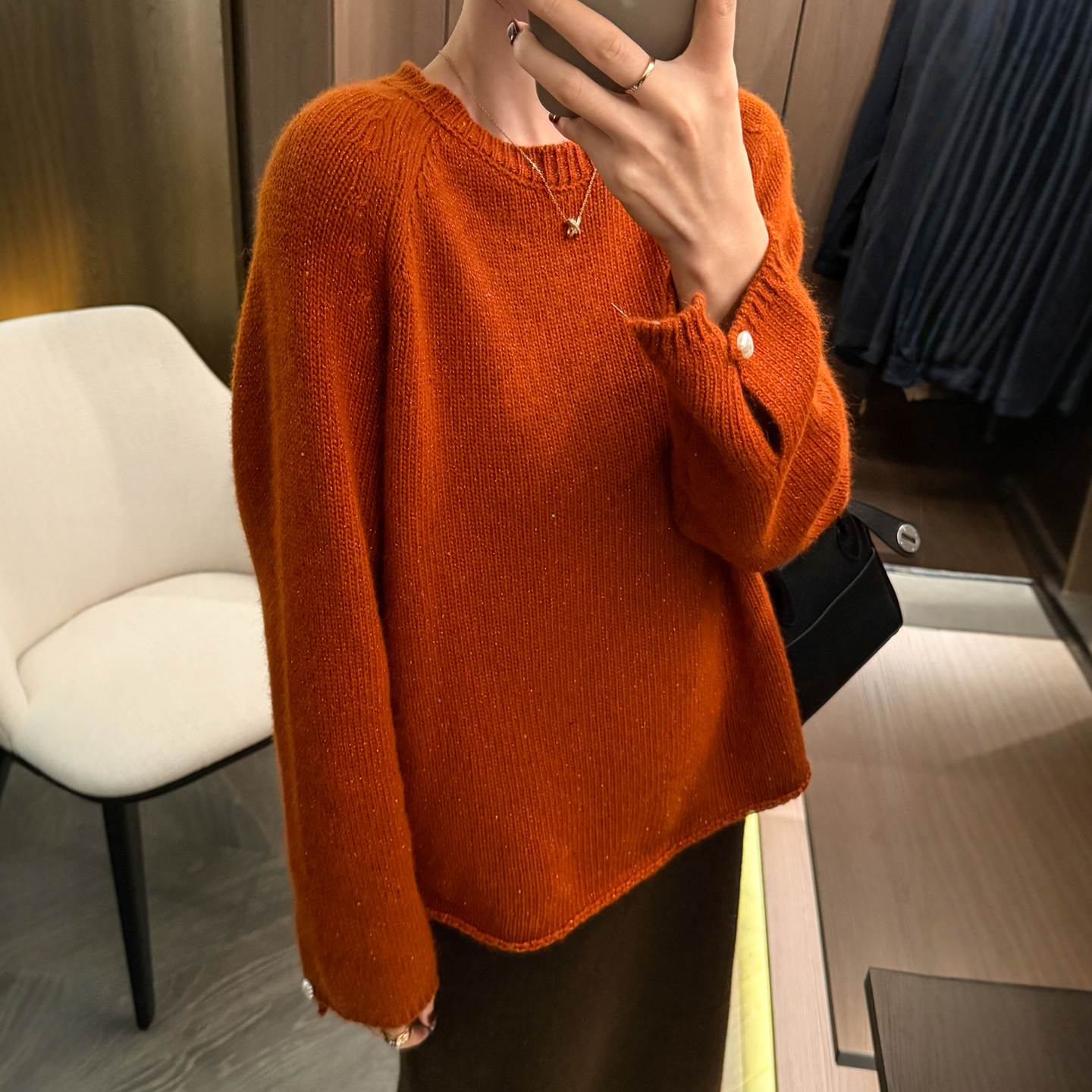 爱心纽扣亮片羊绒针织衫女欧洲站