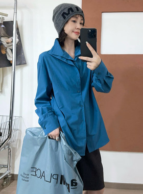 设计感双层立领白衬衫女欧货上衣
