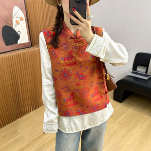 新中式国风盘扣马甲外套女欧洲站2025冬装新款欧货女装无袖上衣潮