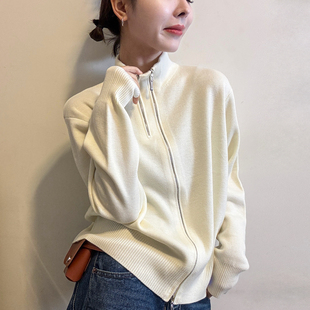 小半高领拉链羊毛针织开衫女欧洲站2026春装新款欧货女装打底衫潮