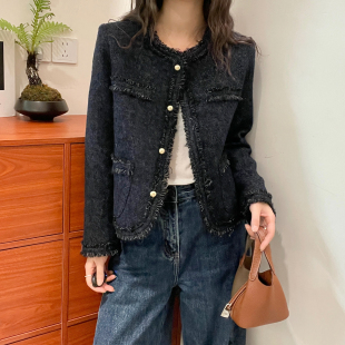 小香风流苏边羊毛呢短外套女欧洲站2026秋季新款欧货女装短款上衣