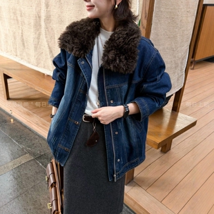 超大毛领牛仔派克羽绒服女欧洲站2026冬季新款欧货女装加厚外套潮