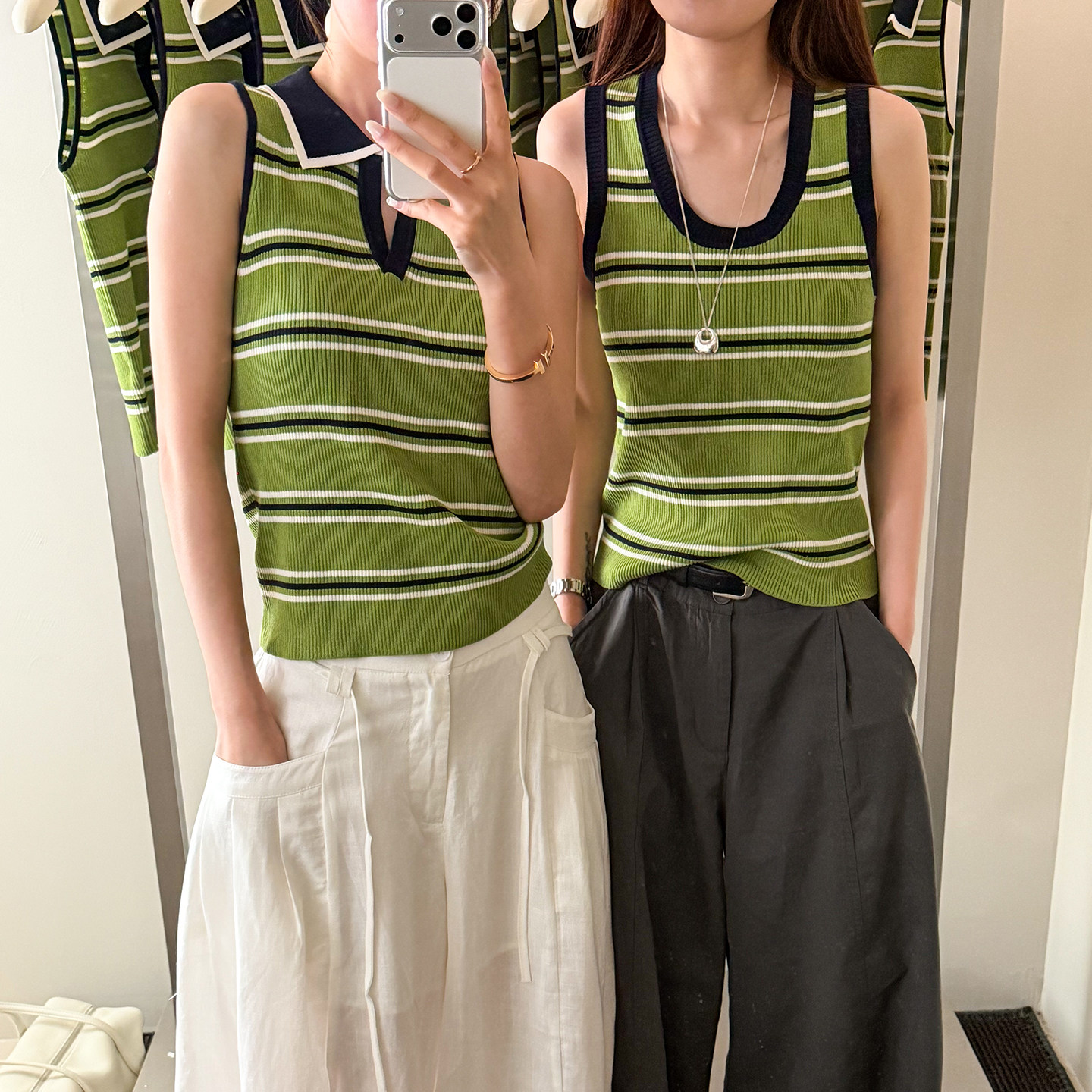 撞色条纹冰丝针织背心女欧洲站2026夏季新款欧货女装无袖打底衫潮