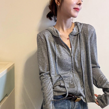 抽绳连帽面膜T恤开衫女欧洲站2025夏装新款欧货女装洋气打底衫潮