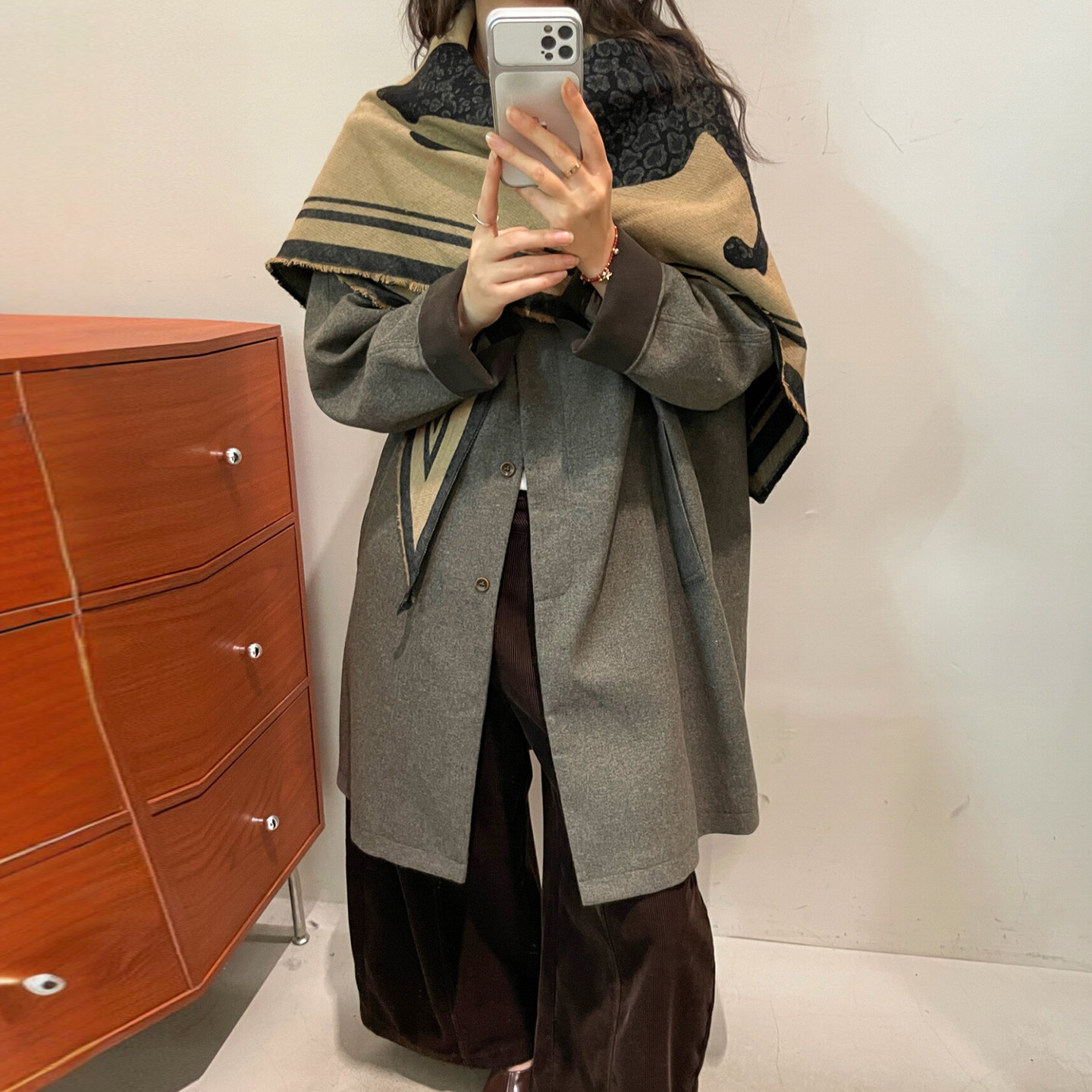 配披肩翻领羊毛呢风衣外套女欧货