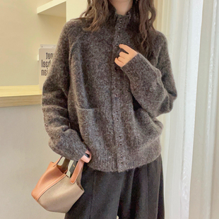 欧货女装 新款 毛衣外套潮 女欧洲站2025冬装 复古高领牦牛绒针织开衫