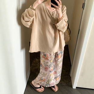 度假风防晒衬衫印花半身裙两件套装女欧洲站2026夏季新款欧货女装