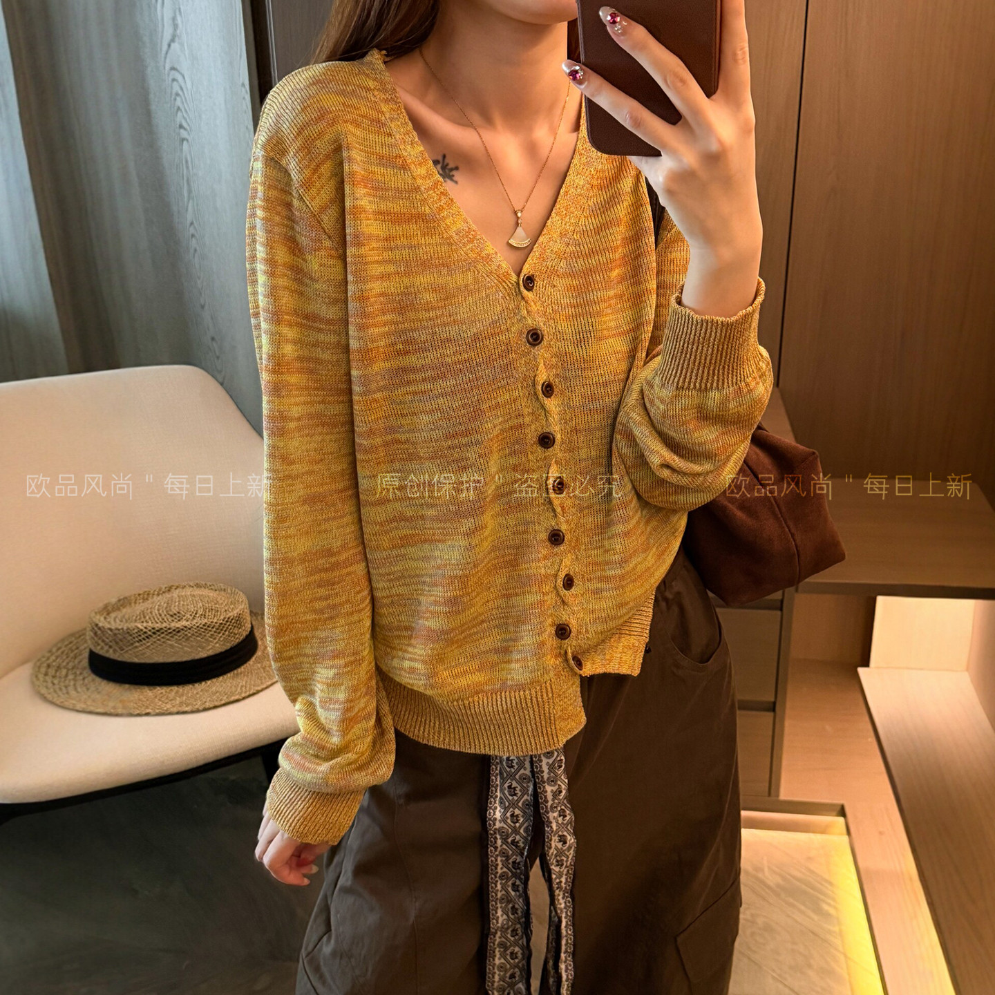 渐变色花纱冰丝针织开衫女欧洲站