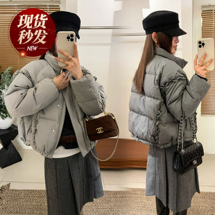 木耳边立领羽绒服外套女欧洲站2025冬装新款欧货女装短款面包服潮
