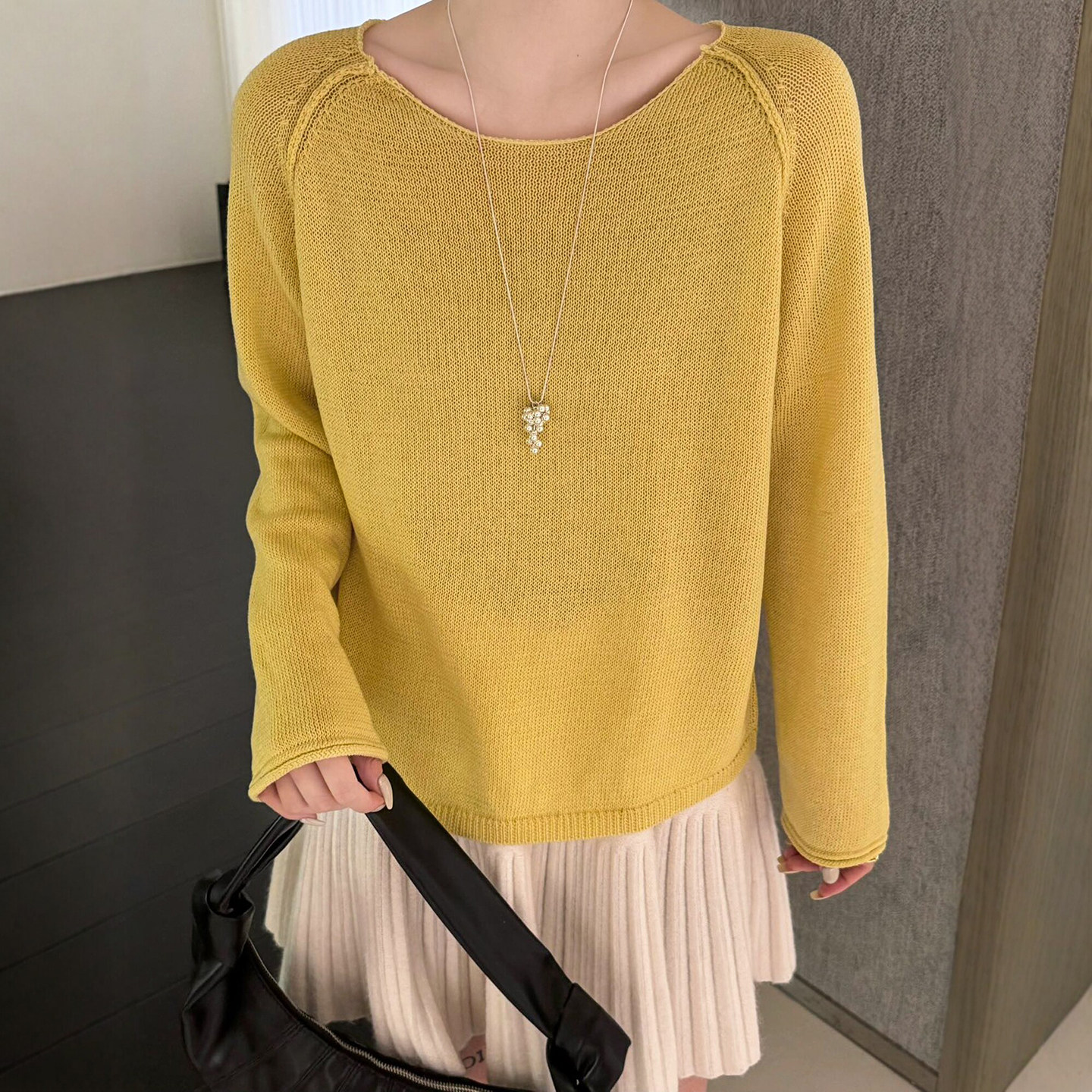 复古卷边细羊毛针织衫女欧洲站2026春装新款欧货女装薄款打底衫潮