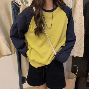 插肩袖休闲卫衣女欧洲站秋装2023新款欧货女装时尚韩版百搭上衣潮