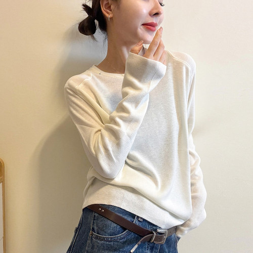 贝壳扣细羊毛针织衫女欧洲站上衣
