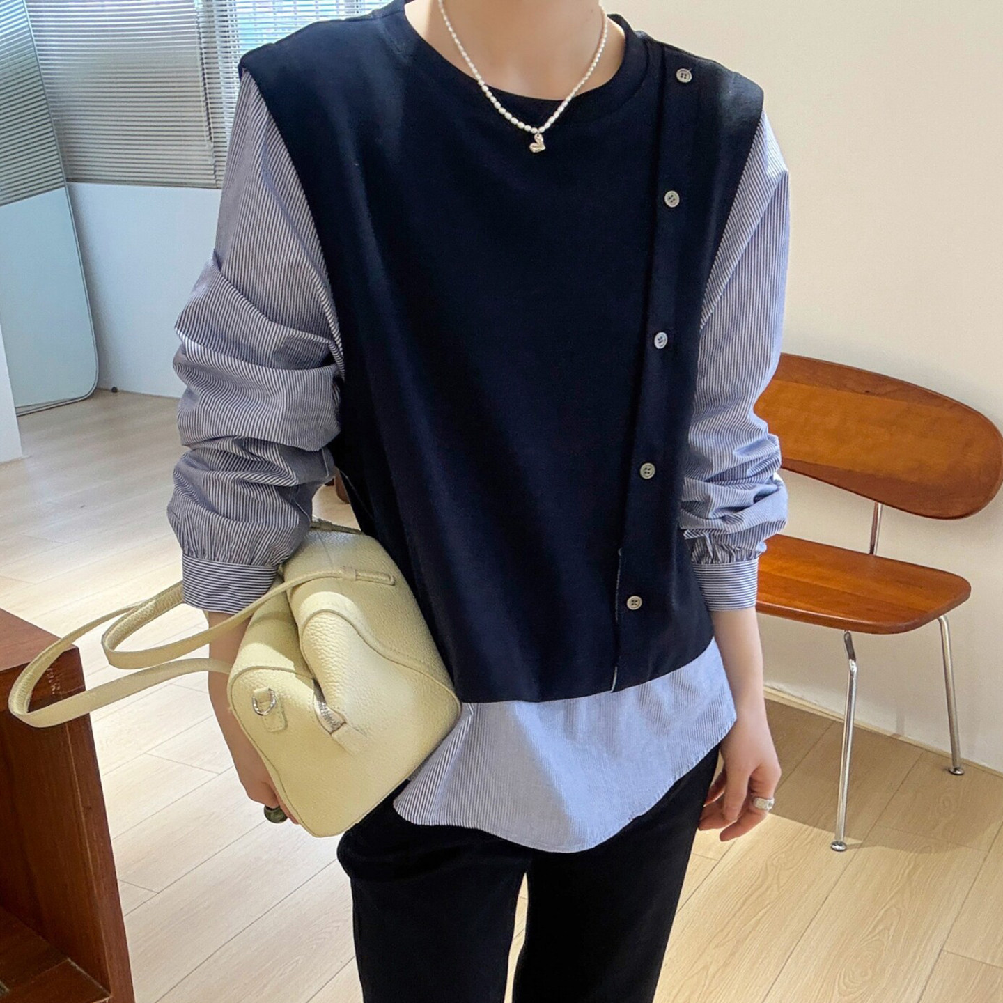 假两件针织马甲背心衬衫两件套装女欧洲站2026春装新款欧货女装潮