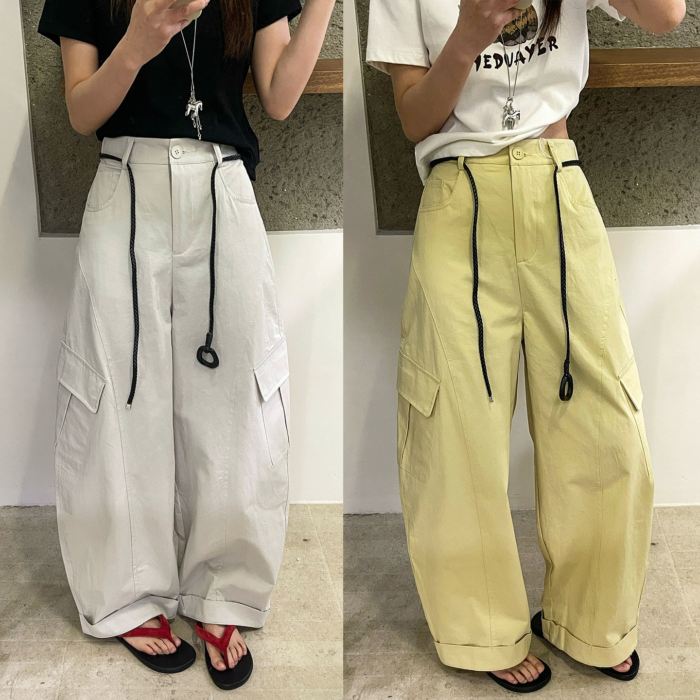 配腰带拖地工装阔腿裤女欧洲站2026春装新款欧货女装时尚休闲裤潮