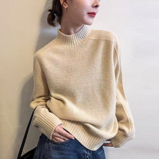 欧货女装 新款 毛衣潮 女欧洲站2025冬装 重工亮丝半高领绵羊毛针织衫
