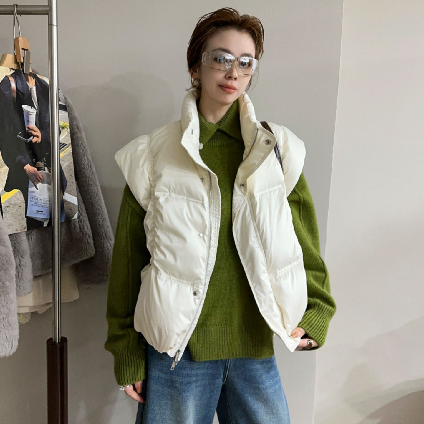 复古立领羽绒服时尚马甲女欧洲站