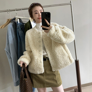 短款 欧货女装 羊羔服潮 新款 颗粒绒羊羔毛加厚外套女欧洲站2025冬装