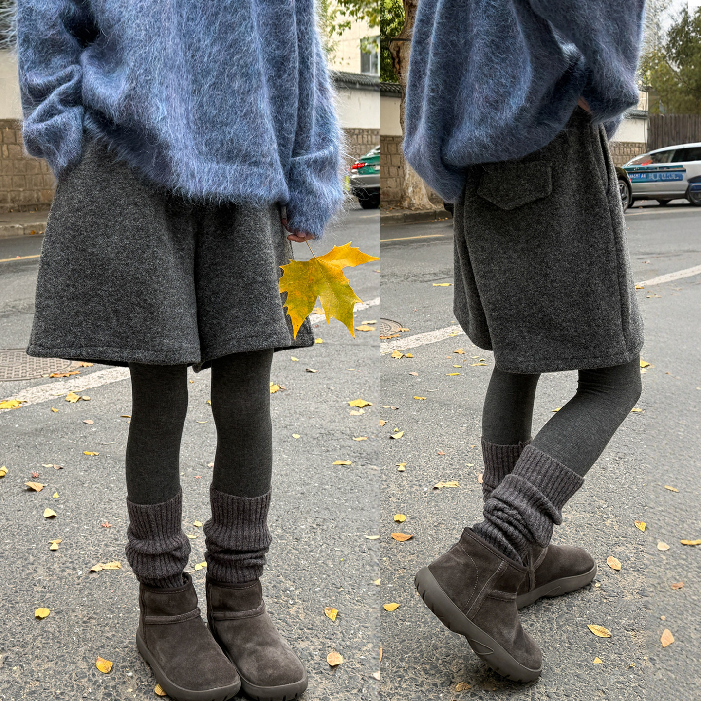 羊毛呢加厚阔腿短裤女欧洲站2025冬装新款欧货女装时尚休闲靴裤潮