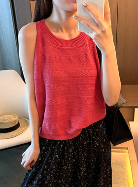 糖果色镂空钩花冰丝针织衫女欧货