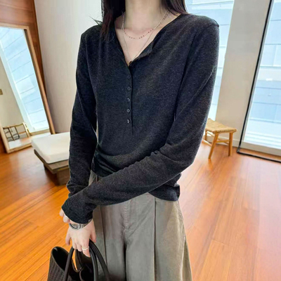 设计感天丝细羊毛针织衫女欧洲站