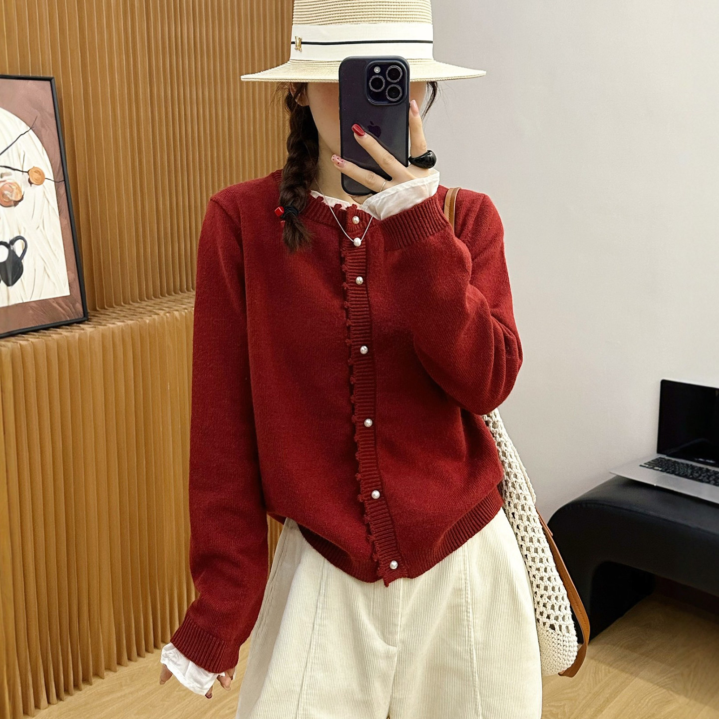 假两件拼接羊毛针织开衫女欧洲站2025冬装新款欧货女装毛衣外套潮,女装/女士精品,毛针织衫,淘宝优惠券,粉丝福利购,淘宝优惠卷