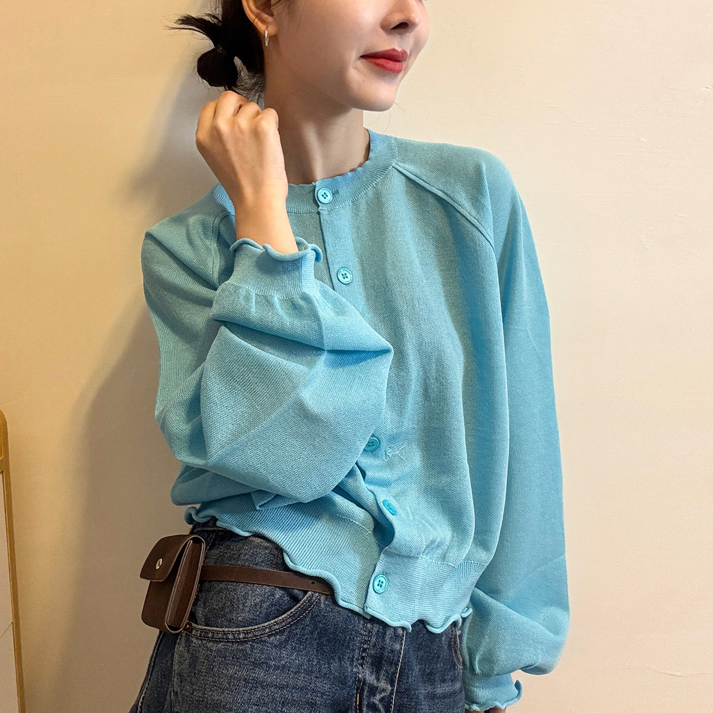 复古花边冰丝针织开衫女欧洲站2026春装新款欧货女装薄款防晒衣潮