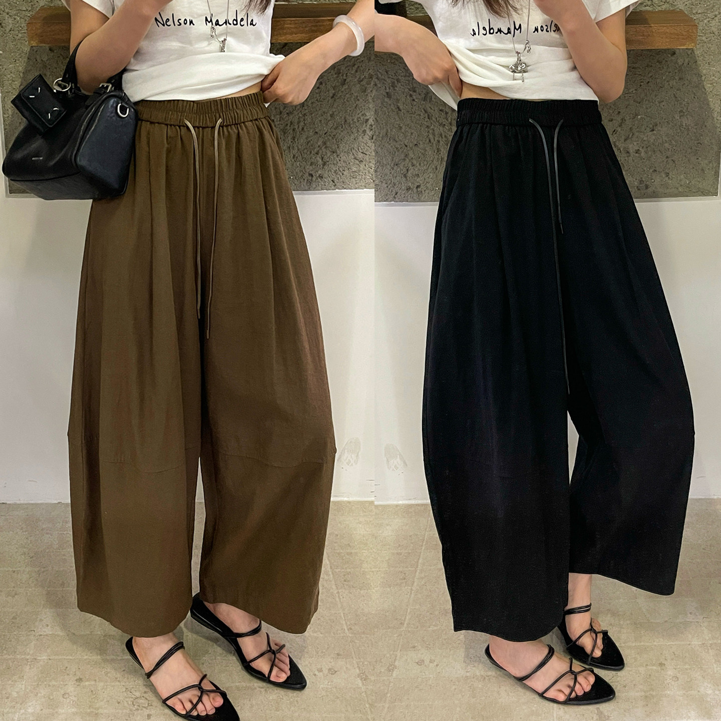 抽绳系带九分气球阔腿裤女欧洲站2026夏季新款欧货女装休闲裤子潮