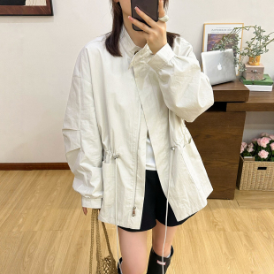 复古立领收腰休闲风衣女欧洲站2026春装新款欧货女装中长款外套潮