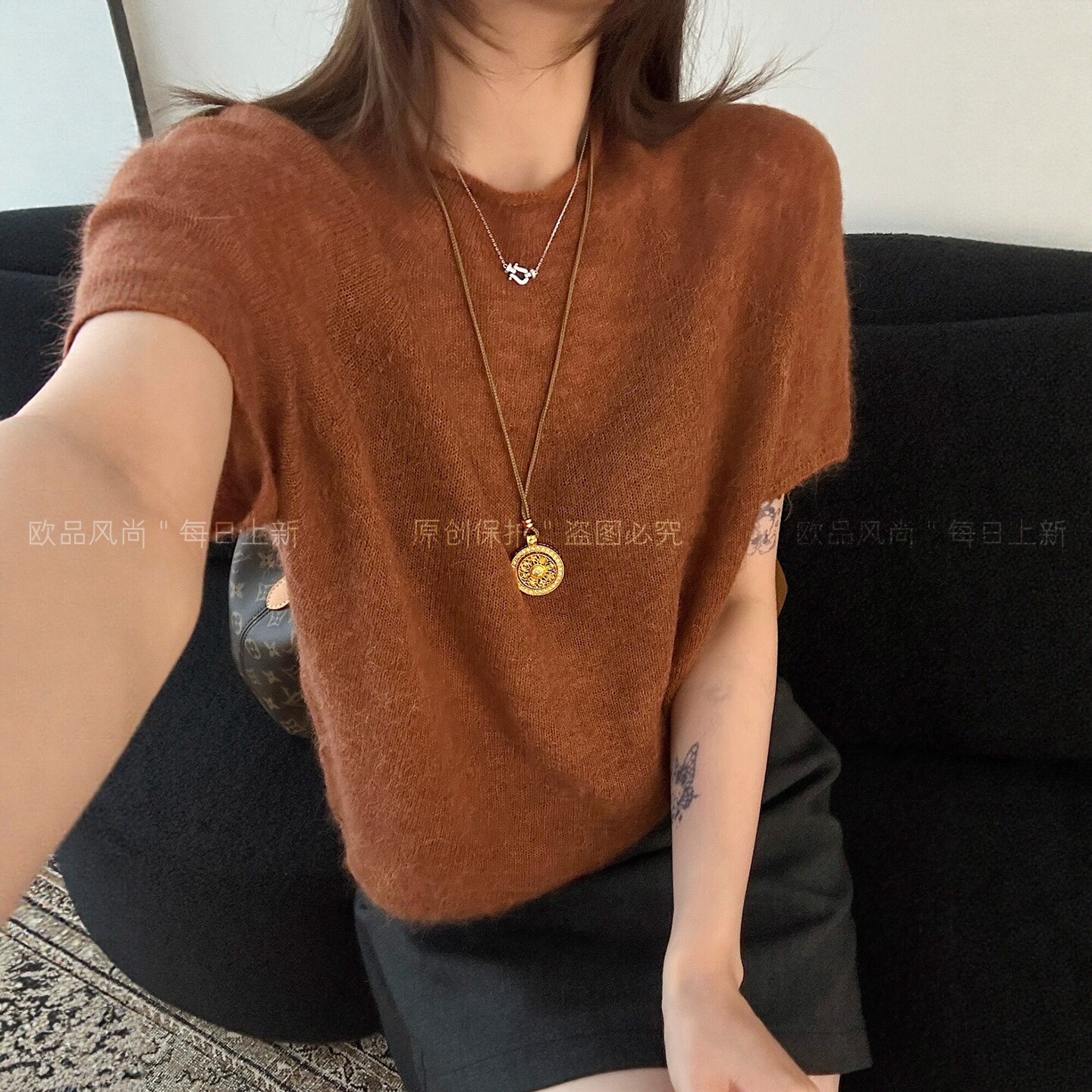 泡泡袖马海毛针织衫女欧洲站毛衣