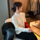 女欧洲站2026春装 新款 欧货女装 小半高领蕾丝羊毛针织衫 打底小衫 潮
