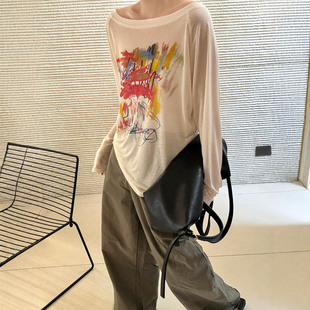 欧货潮 一字领印花面膜T恤阔腿裤 两件套套装 女欧洲站2025夏装 新款