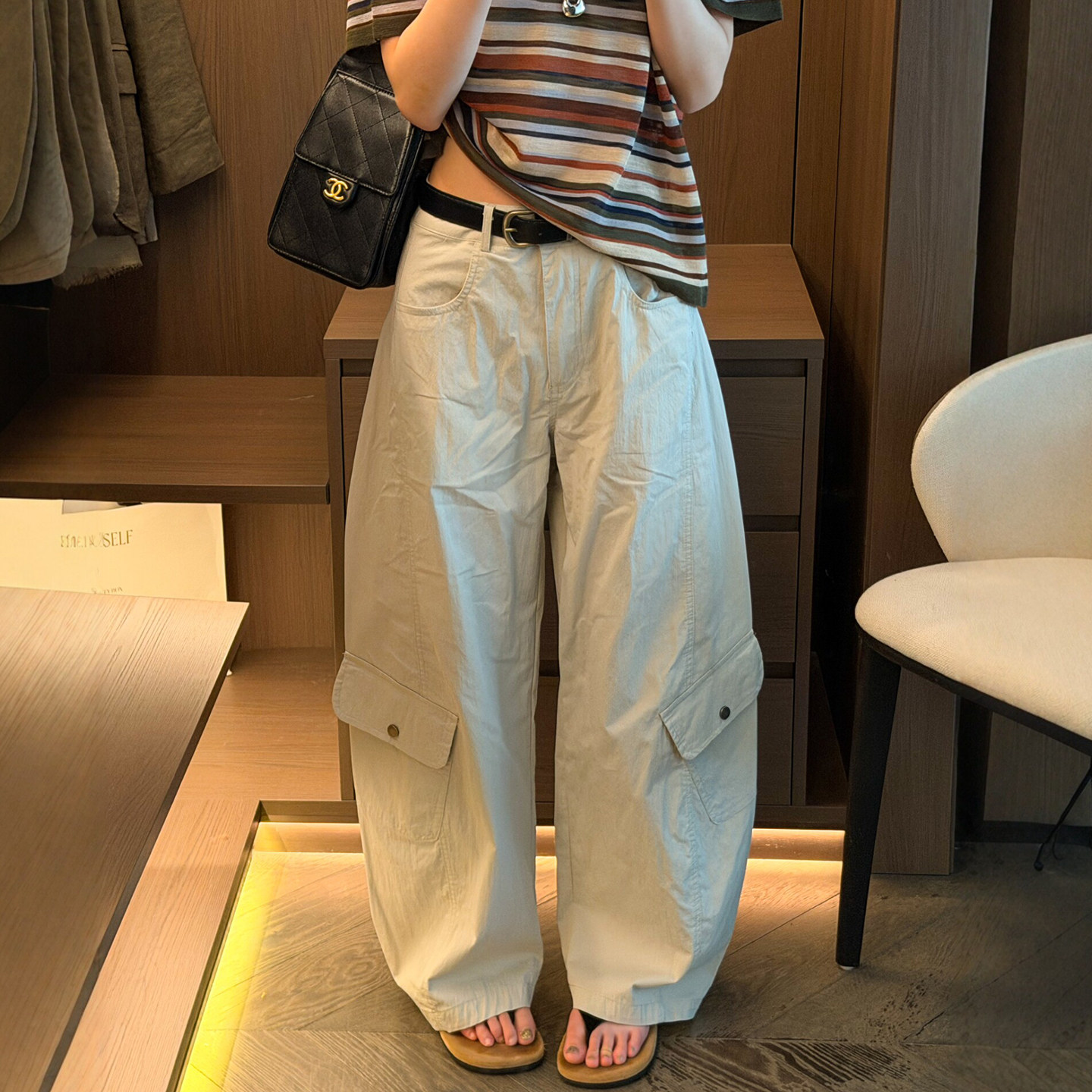 复古拖地直筒工装阔腿裤女欧洲站