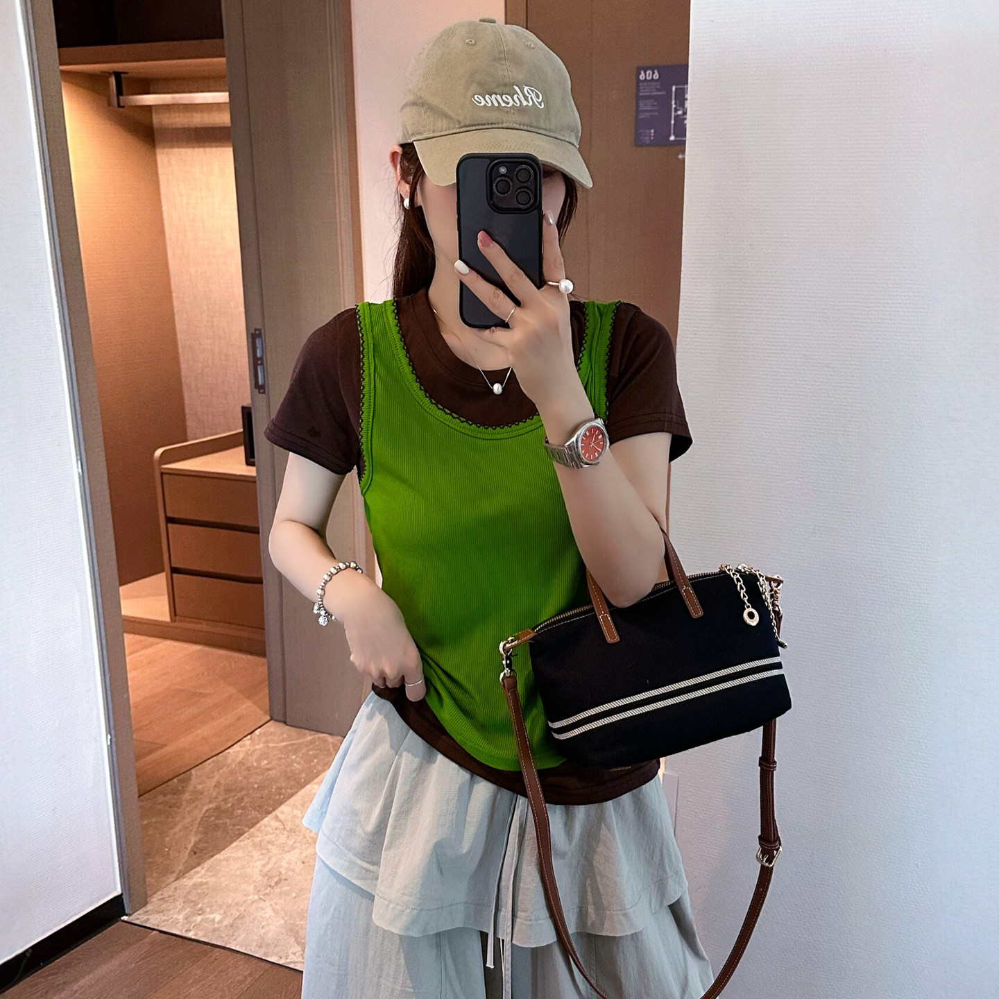 假两件拼接短袖T恤女欧洲站2026夏季新款欧货女装时尚洋气上衣潮
