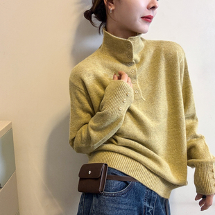 女欧洲站2025冬装 打底衫 新款 时尚 潮 欧货女装 小半高领细羊毛针织衫