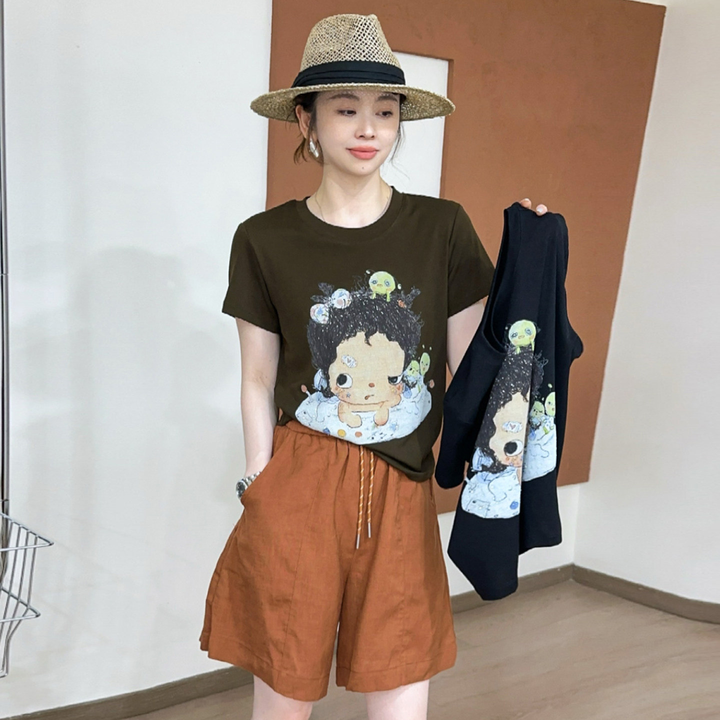 卡通娃娃印花短袖T恤女欧洲站潮