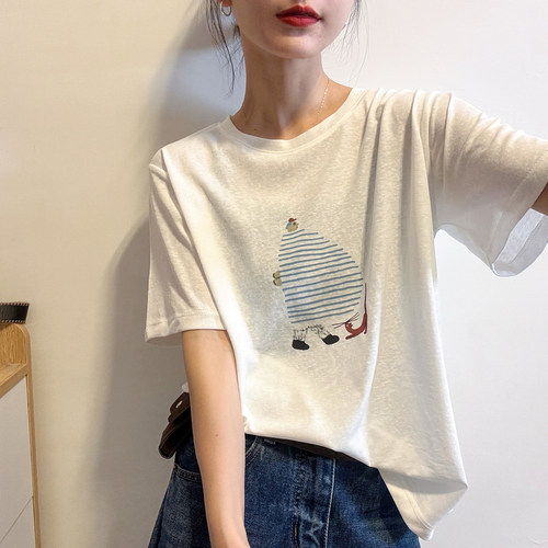 卡通印花面膜短袖T恤女欧洲站春