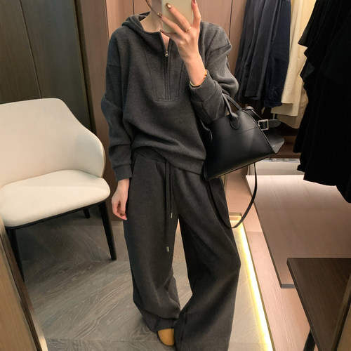 加绒卫衣阔腿裤两件套装女欧洲站