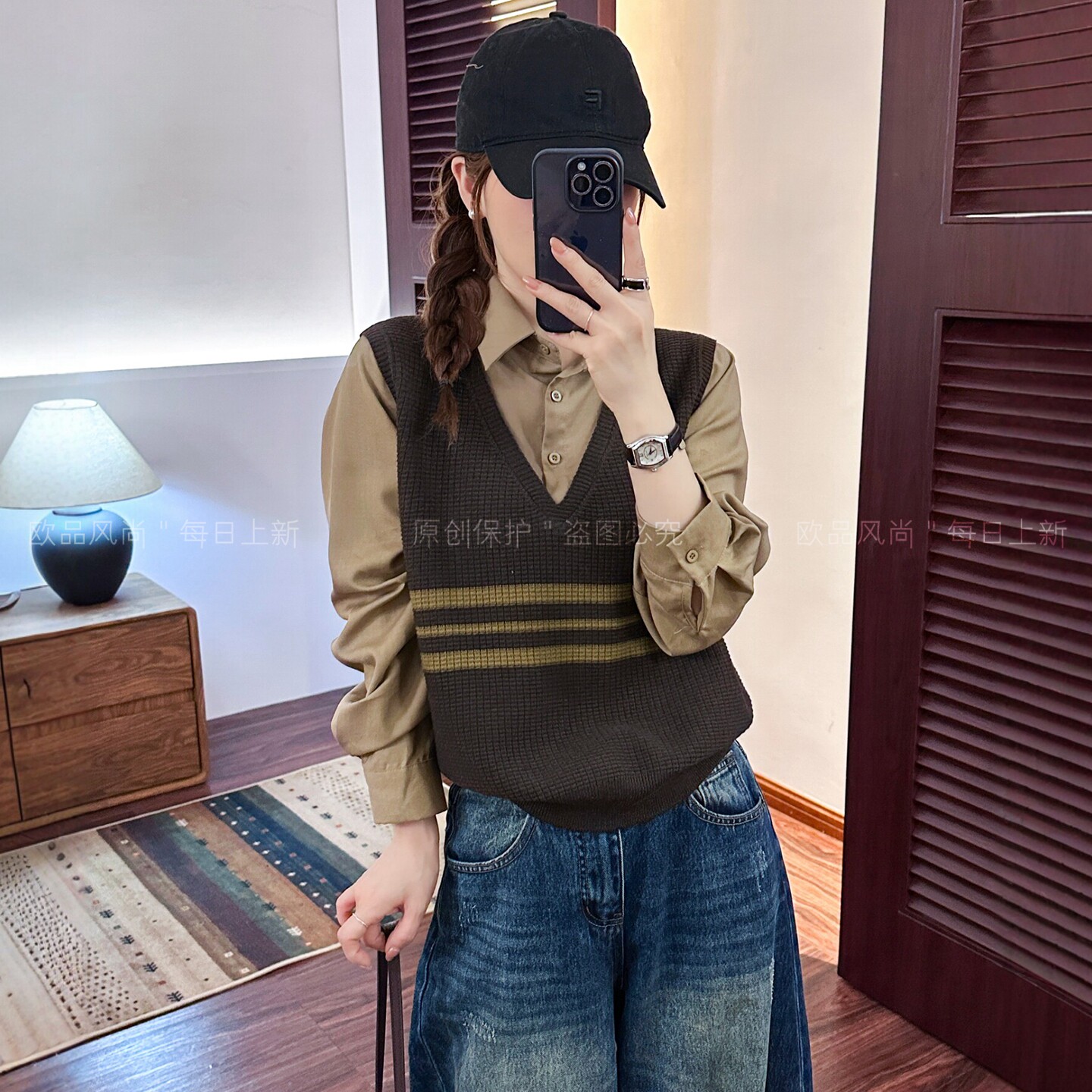 针织马甲背心衬衫上衣女欧洲站潮