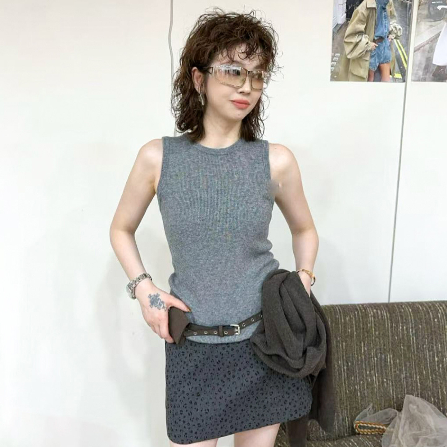 复古纯色羊绒针织背心女欧货毛衣
