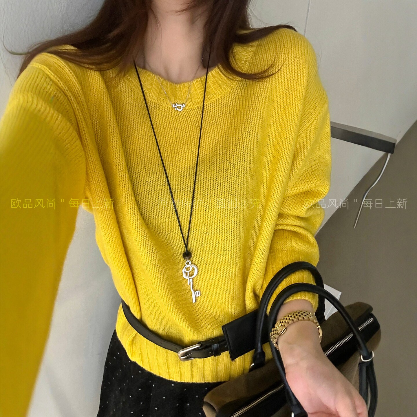糖果色丝羊绒针织衫女欧洲站毛衣