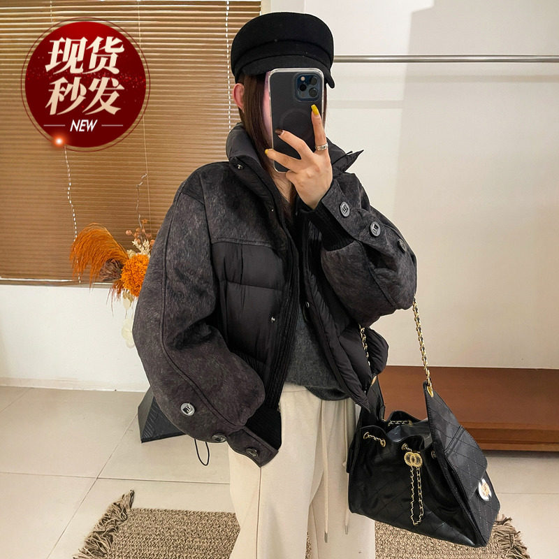 假两件拼接羽绒服外套女欧货外套